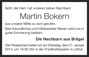 Anzeige von Martin Bokern von OM-Medien